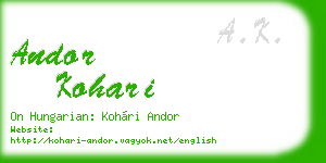 andor kohari business card