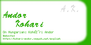 andor kohari business card